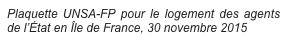 Plaquette UNSA-FP pour le logement des agents de l’État en Île de France, 30 novembre 2015
